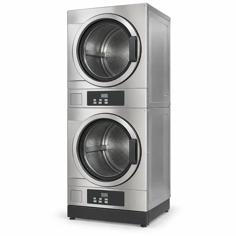 Stacked commercial tumble dryer