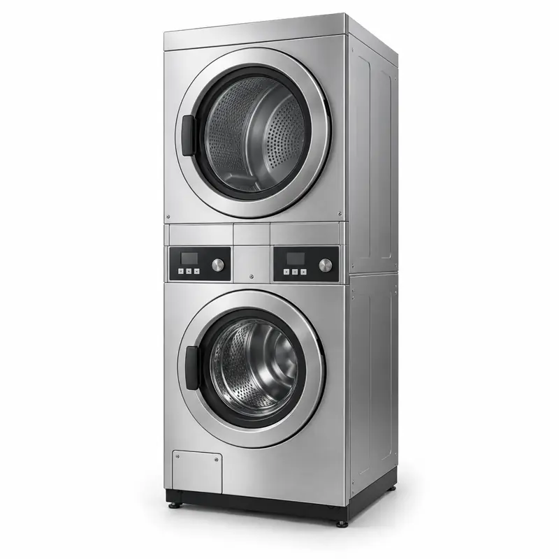 Stacked commercial washer and dryer