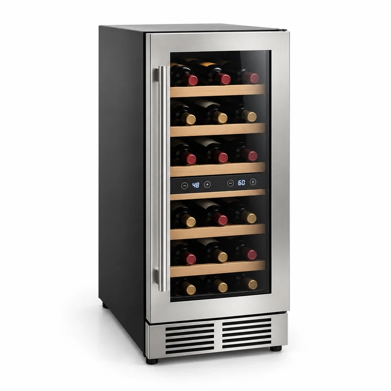 Dual-zone wine cooler with separate temperature controls