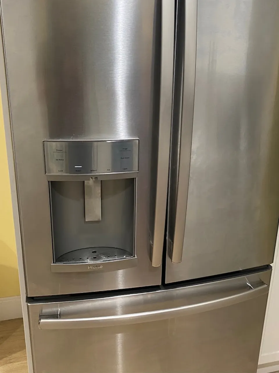 French-door refrigerator with the ice and water dispenser in the door