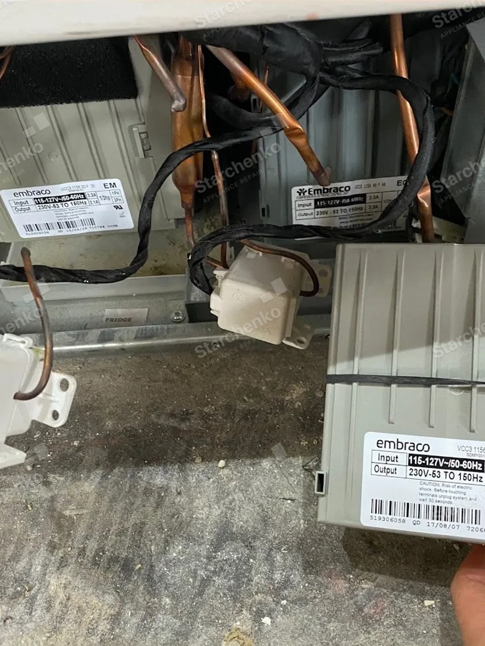 Miele refrigerator compressor inverter boards taken out of the machine compartment