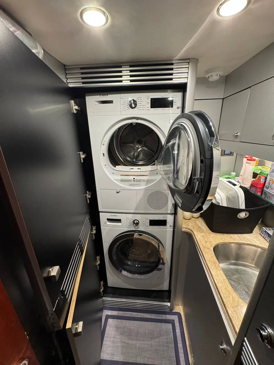 Bosch dryer installed aboard a yacht during a drain pump replacement